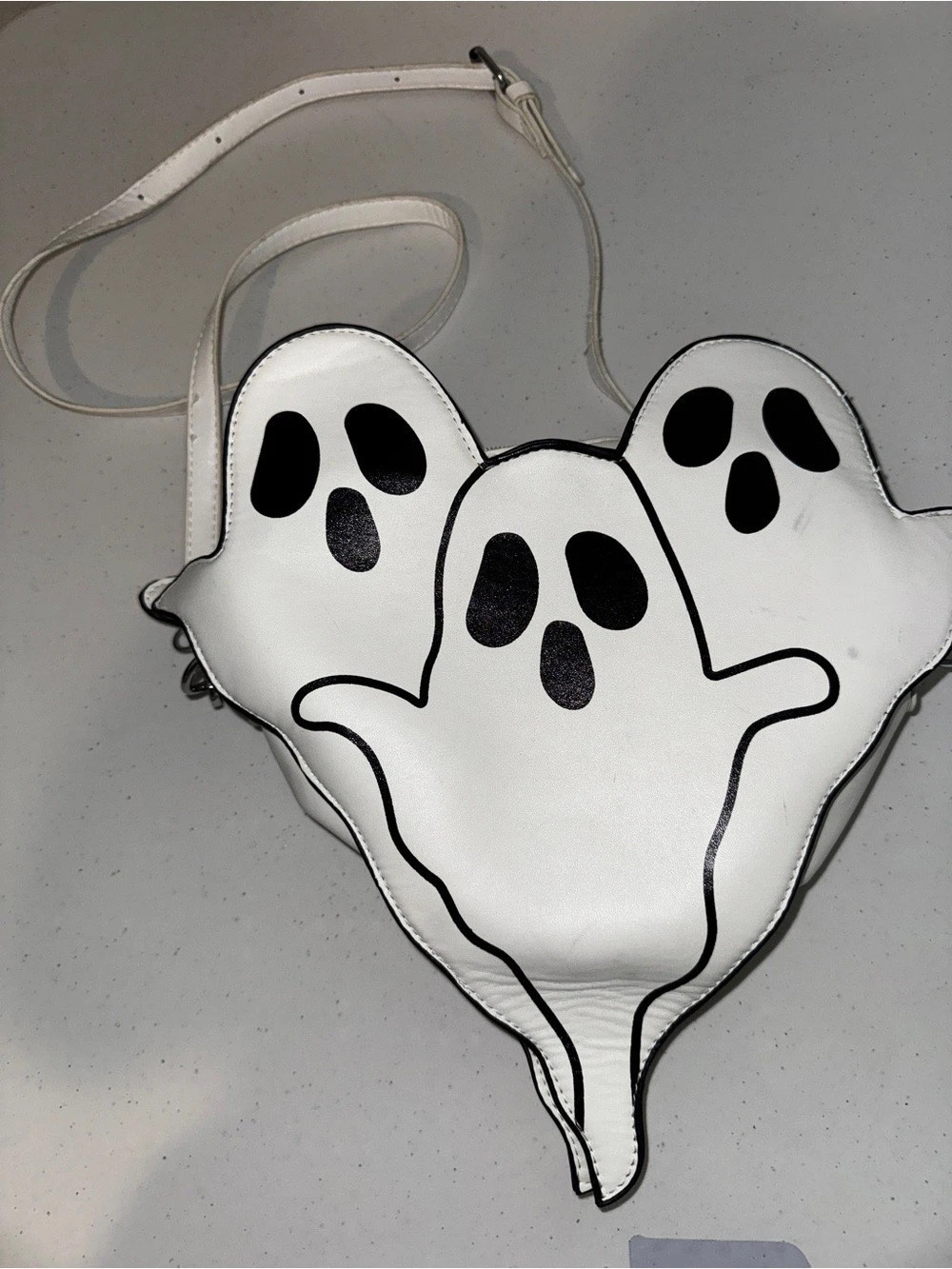 Ghost Crossbody Bag in White & Black spooky whimsical Halloween